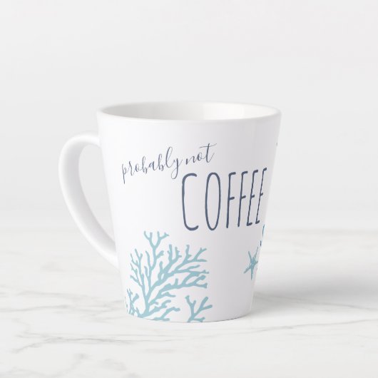 Kustblauwe Zee Koraal en Octopus Waterverf Latte Mok (Linkerhoek)