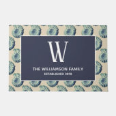 Kustblauwe zeehellen en familienaam deurmat (Voorkant)