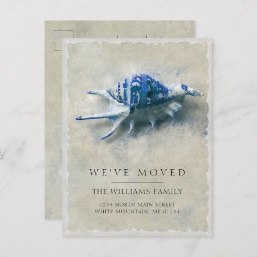 Kustblauwwitte Zeeslag Zand Beweging Aankondigingskaart (Voorkant / Achterkant)