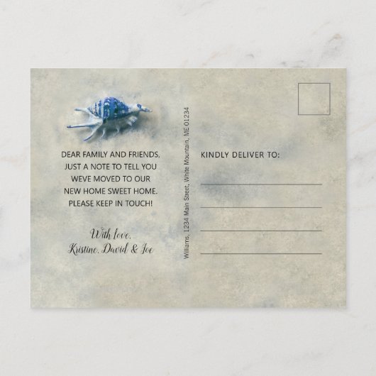 Kustblauwwitte Zeeslag Zand Beweging Aankondigingskaart (Achterkant)