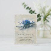 Kustblauwwitte Zeeslag Zand Beweging Aankondigingskaart (Staand voorkant)