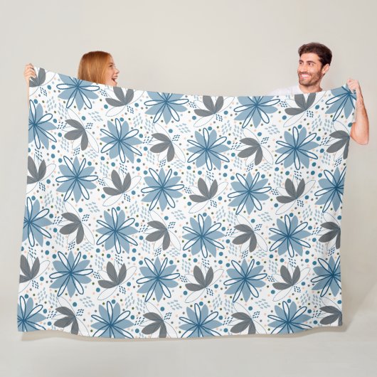Kustbloei: Modern Abstract Bloemmotief Fleece Deken (In situ)