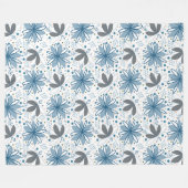 Kustbloei: Modern Abstract Bloemmotief Fleece Deken (Voorkant (Horizontaal))