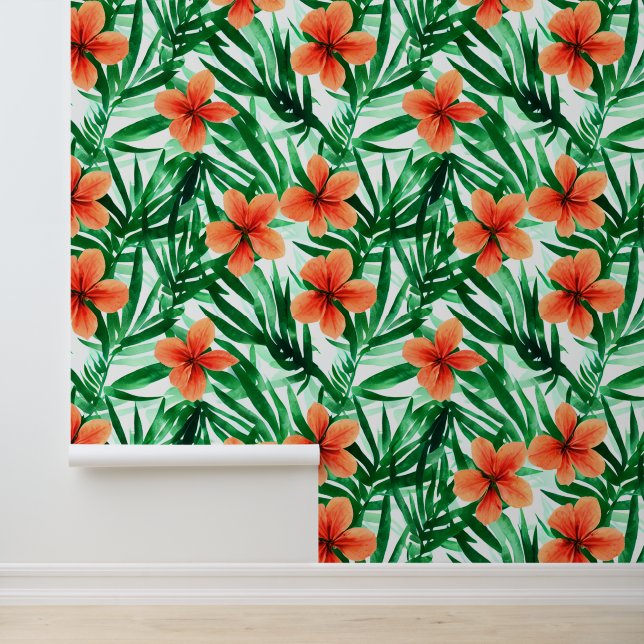 Kustbloem Hawaïaanse hibiscusbloesem tropisch Behang (Applicatie)