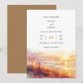 Kustbloemen bij Sunset Art Beach Bruiloft Kaart (Voorkant / Achterkant)