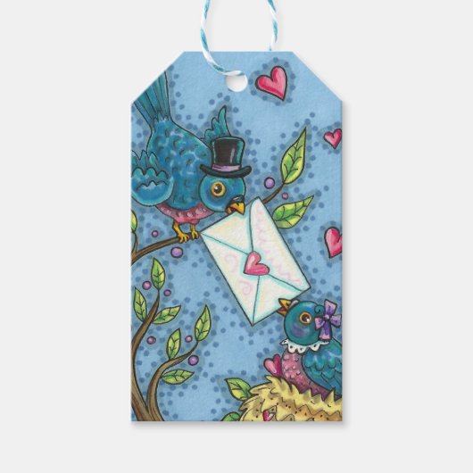 KUSTBLUEBIRD SCHEEPWERK, VERLIES VOGELS VALENTIJN CADEAULABEL (Voorkant)