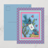 KUSTBLUEBIRD SCHEEPWERK, VERLIES VOGELS VALENTIJN FEESTDAGENKAART (Voorkant / Achterkant)