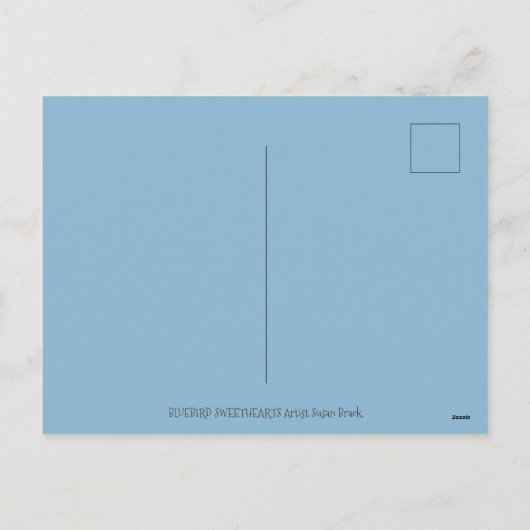 KUSTBLUEBIRD SCHEEPWERK, VERLIES VOGELS VALENTIJN FEESTDAGENKAART (Achterkant)