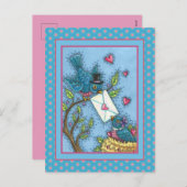 KUSTBLUEBIRD SCHEEPWERK, VERLIES VOGELS VALENTIJN FEESTDAGENKAART (Voorkant / Achterkant)