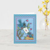 KUSTBLUEBIRD SCHEEPWERK, VERLIES VOGELS VALENTIJN KAART (Gele Bloem)