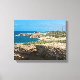 Kustboeien en stranden op Cueva del Indio Canvas Afdruk