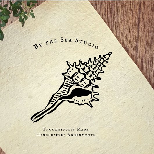 Kustboetiek Logo Schelp Illustratie Rubberstempel