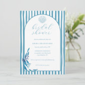 Kustboog Blauw Witte Bruiloftsdouche Kaart (Staand voorkant)