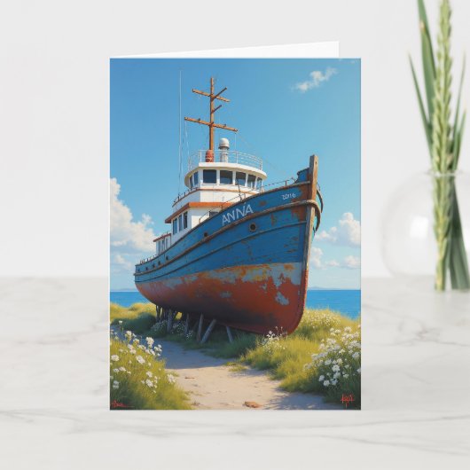 Kustboot Vaderdagkaart Kaart (Voorkant)