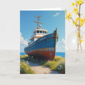 Kustboot Vaderdagkaart Kaart (Gele Bloem)