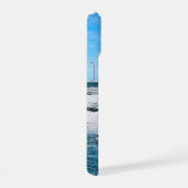 Kustboot wandkunst Minimalistische oceaanblauw iPhone 15 Case (Rechterkant)