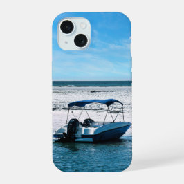 Kustboot wandkunst Minimalistische oceaanblauw iPhone 15 Case