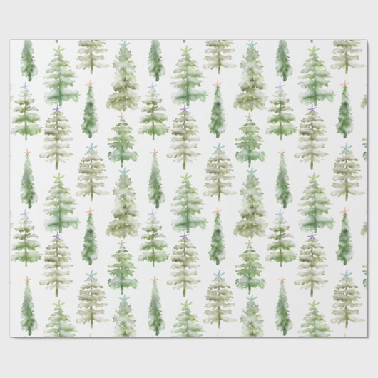Kustbos dennen met zeesterren Kerstmis Cadeaupapier (Vlak)