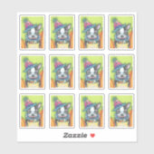 KUSTBOSTON TERRIER PLAATS IN HALLOEEN SLOONKOSTUOM STICKER (Vel)