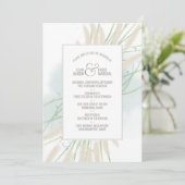 Kustbotanische bruiloft uitnodiging (Staand voorkant)