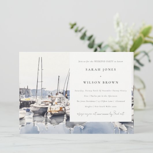 Kustboten bij Haven Zeegezicht Weekendfeest Kaart (Staand voorkant)