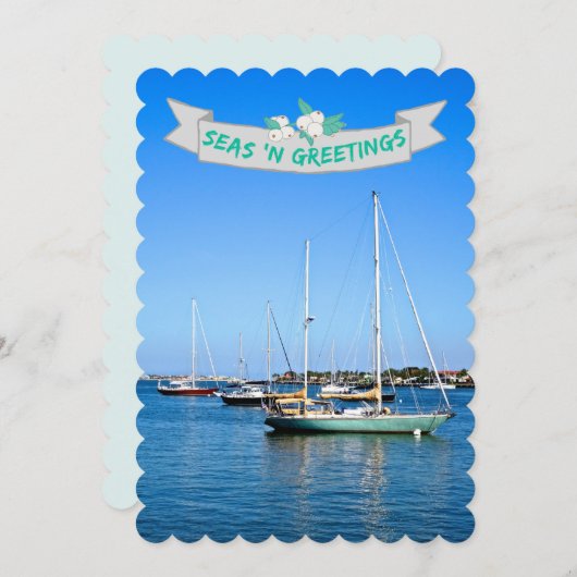 Kustboten op de baai van Zeeen in de groet Feestdagenkaart (Voorkant / Achterkant)