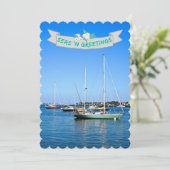 Kustboten op de baai van Zeeen in de groet Feestdagenkaart (Staand voorkant)