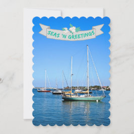 Kustboten op de baai van Zeeen in de groet Feestdagenkaart
