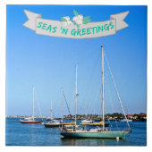 Kustboten op de baai van Zeeen in de groet Tegeltje (Voorkant)