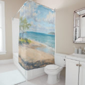 Kustbries Fijne Kunst Strandprint Douchegordijn (In situ)