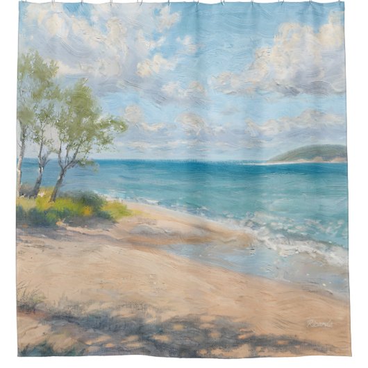 Kustbries Fijne Kunst Strandprint Douchegordijn (Voorkant)