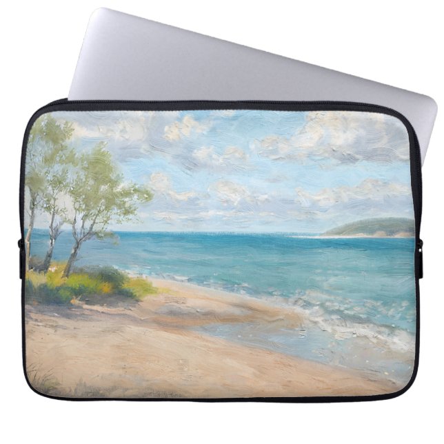 Kustbries Fijne Kunst Strandprint Laptop Sleeve (Voorkant)