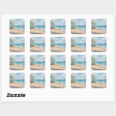 Kustbries Fijne Kunst Strandprint Vierkante Sticker (Vel)