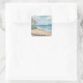 Kustbries Fijne Kunst Strandprint Vierkante Sticker (Tas)