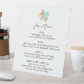 Kustbruiloft Bar Menu Elegant Script Dranklijst Reclamebord Met Voetstuk (Insitu)