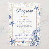 Kustbruiloft Blauw & Goud Programma Programmakaart (Voorkant)
