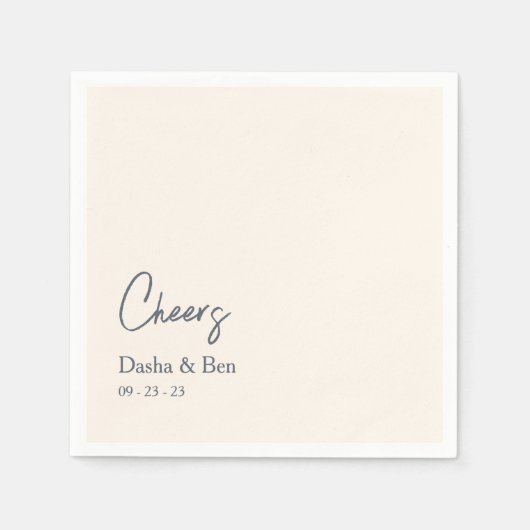 Kustbruiloft cocktail servet bruid & bruidegom naa (Voorkant)