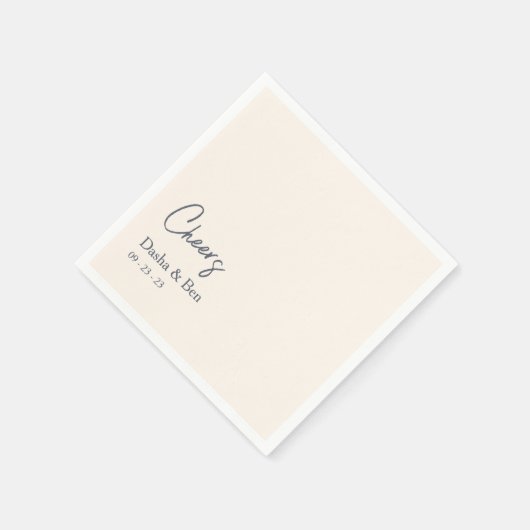 Kustbruiloft cocktail servet bruid & bruidegom naa (Hoek)
