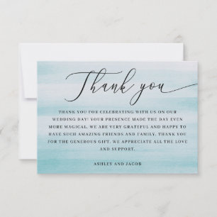 Kustbruiloft Elegante script nautische blauwe Bedankkaart