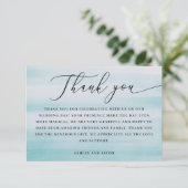 Kustbruiloft | Elegante script nautische blauwe Bedankkaart (Staand voorkant)