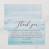 Kustbruiloft | Elegante script nautische blauwe Bedankkaart (Voorkant / Achterkant)