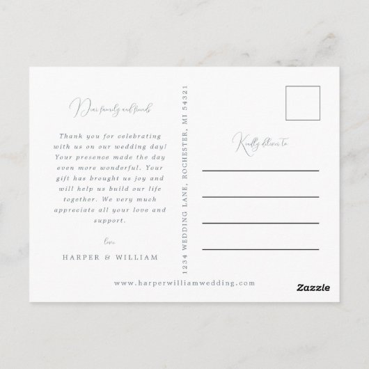 Kustbruiloft foto dank u briefkaart (Achterkant)