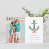 Kustbruiloft foto Save the Date (Staand voorkant)