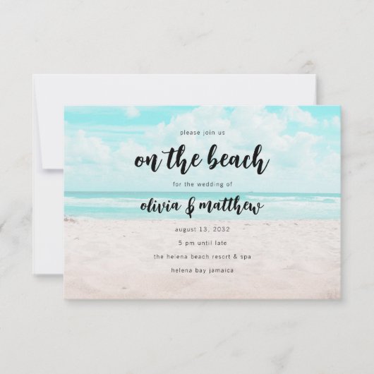 Kustbruiloft met QR-code bestemming Kaart (Voorkant)