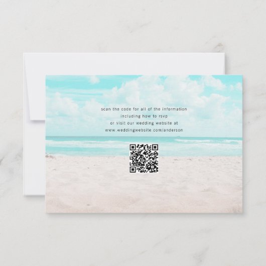 Kustbruiloft met QR-code bestemming Kaart (Achterkant)