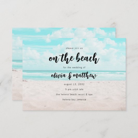 Kustbruiloft met QR-code bestemming Kaart (Voorkant / Achterkant)