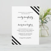 Kustbruiloft nautische strepen zwart en wit kaart (Staand voorkant)