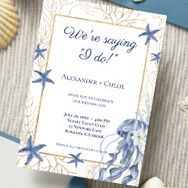 Kustbruiloft Navyblauw Goud Kaart