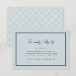 Kustbruiloft Stofblauw Klassiek Online RSVP Informatiekaartje