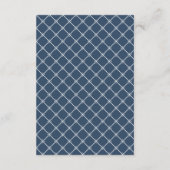 Kustbruiloft Stofblauw Monogram Ontvangst Informatiekaartje (Achterkant)